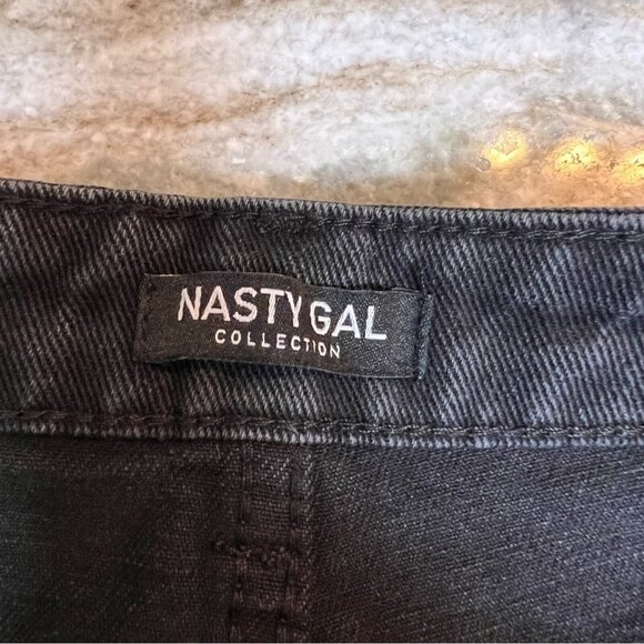 Nasty Gal Jeans NWT size 40 (US 8) Are You Gonna Say High-Waist Cropped black - Picture 6 of 12